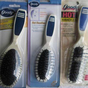 Goody Hot Handles Cushion Hair Brush Smoothing Styler Purse Red Blue Grip Smooth